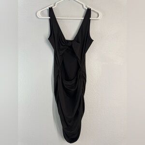 Black Tie-Front Bodycon Cutout Sleeveless Dress